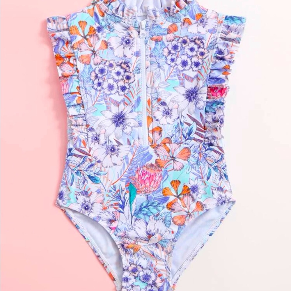 Baby swimsuit 6 months floral purple